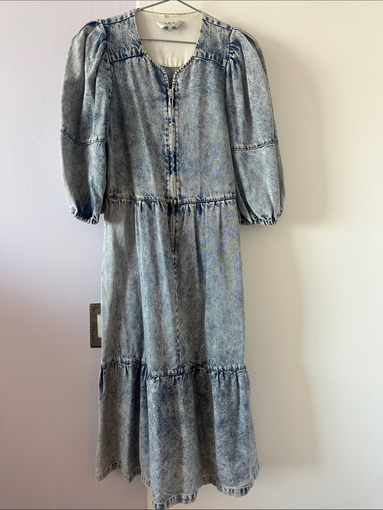 Sea New York Dresses & Skirts - Sea New York Washed Blue Denim-Puff Sleeve Maxi Dress